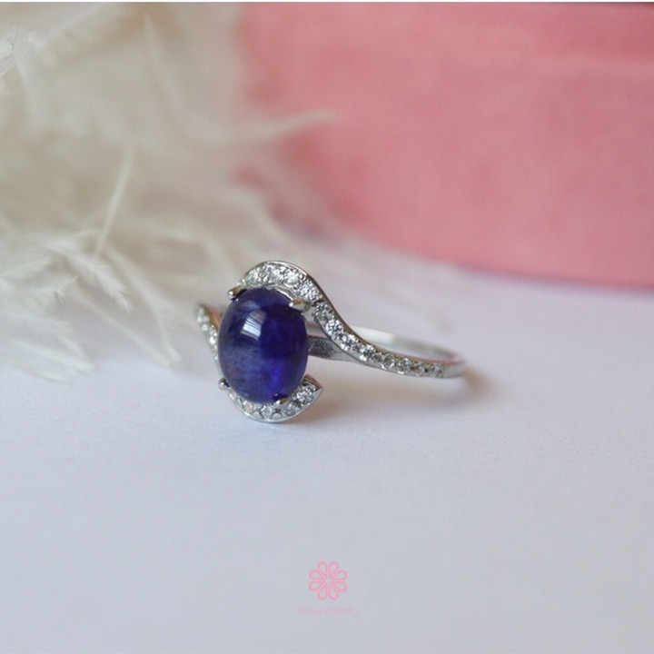 Bague en saphir véritable | Argent sterling et certificat inclus