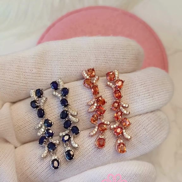 Ohrhänger mit echten Edelsteinen – Sterlingsilber und Roségold