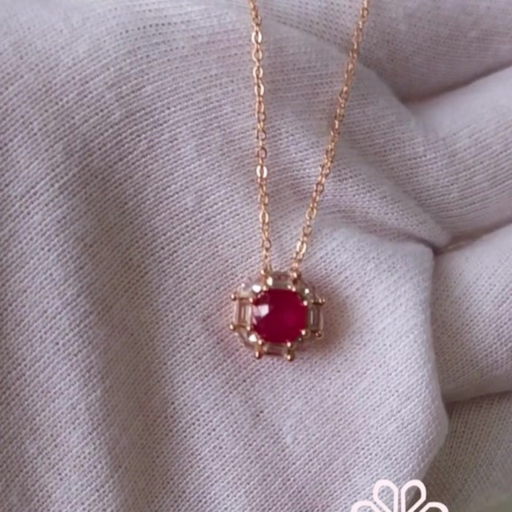 Genuine Ruby Necklace in Sterling Silver - RN067 | Rosen'marry