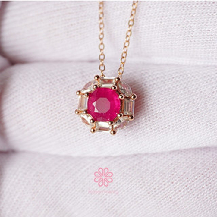 Genuine Ruby Necklace in Sterling Silver - RN067 | Rosen'marry