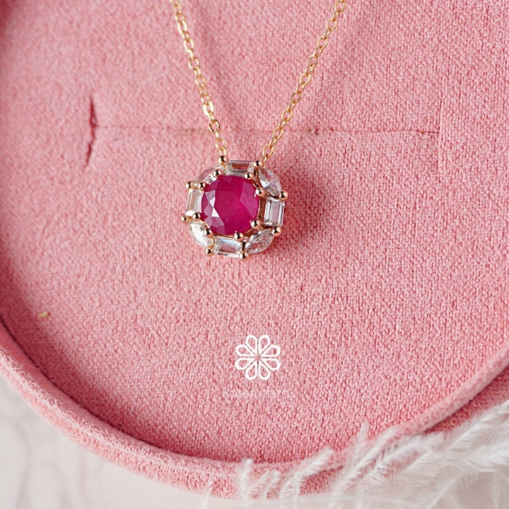 Genuine Ruby Necklace in Sterling Silver - RN067 | Rosen'marry
