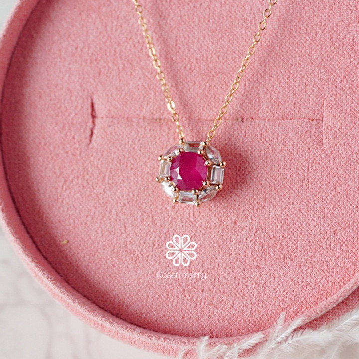 Genuine Ruby Necklace in Sterling Silver - RN067 | Rosen'marry