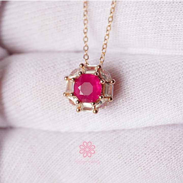 Genuine Ruby Necklace in Sterling Silver - RN067 | Rosen'marry
