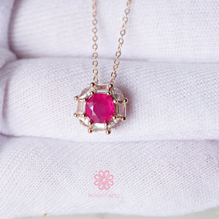 Genuine Ruby Necklace in Sterling Silver - RN067 | Rosen'marry