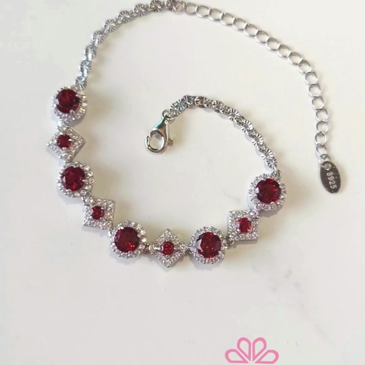 Armband mit rohem Granat | 925er Sterlingsilber | Glücksbringer