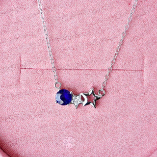 Sterling Silver Sapphire Necklace - Good Fortune and Luxury Gift