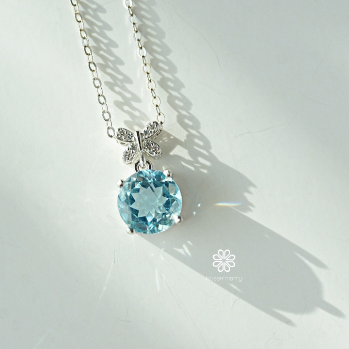 Collar de topacio de plata de ley | Piedra preciosa auténtica para la buena suerte
