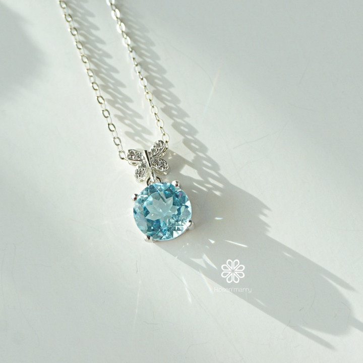 Collar de topacio de plata de ley | Piedra preciosa auténtica para la buena suerte