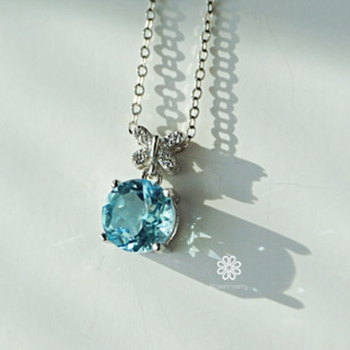 Collar de topacio de plata de ley | Piedra preciosa auténtica para la buena suerte
