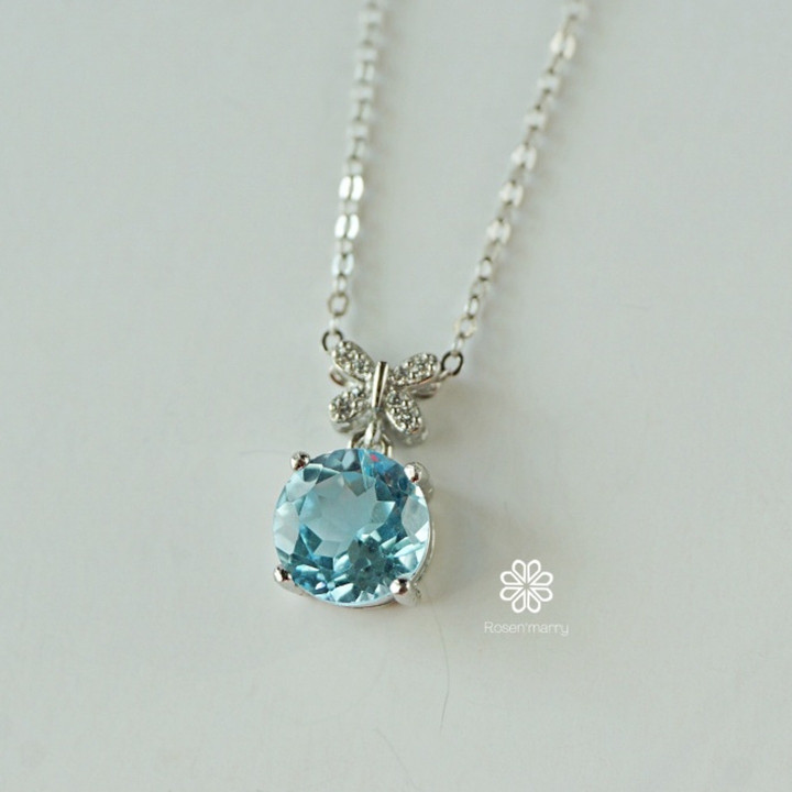 Collar de topacio de plata de ley | Piedra preciosa auténtica para la buena suerte