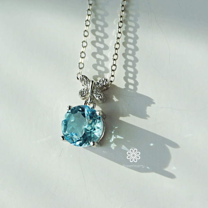 Collar de topacio de plata de ley | Piedra preciosa auténtica para la buena suerte