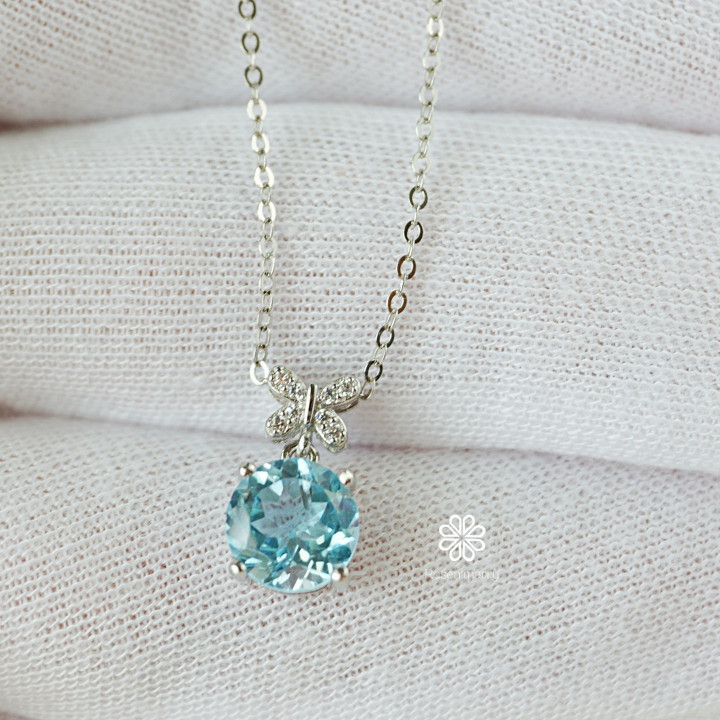 Collar de topacio de plata de ley | Piedra preciosa auténtica para la buena suerte