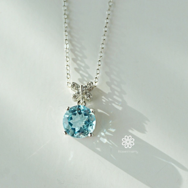 Collar de topacio de plata de ley | Piedra preciosa auténtica para la buena suerte