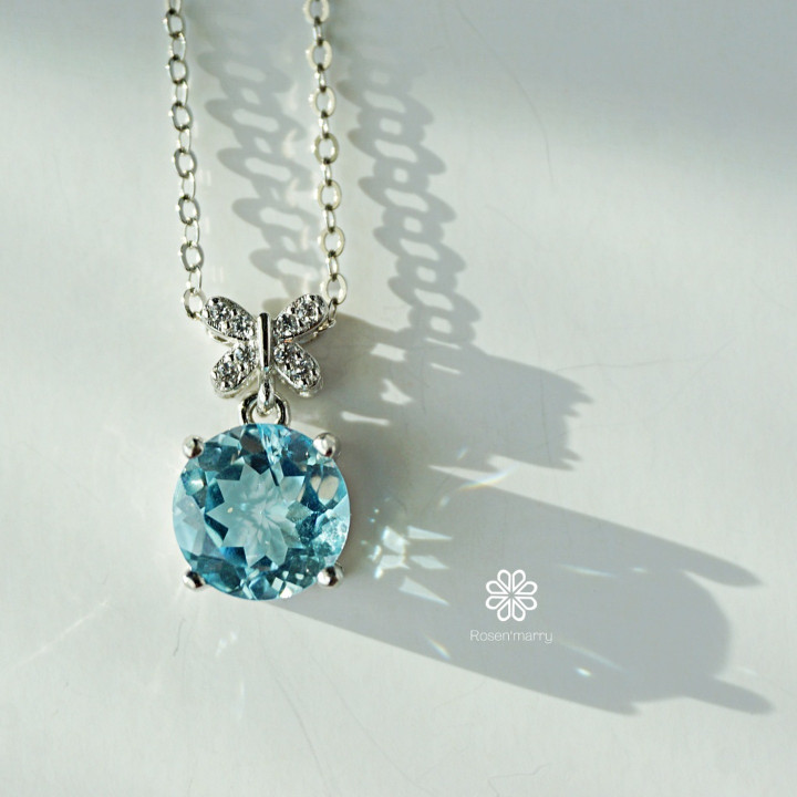 Collar de topacio de plata de ley | Piedra preciosa auténtica para la buena suerte