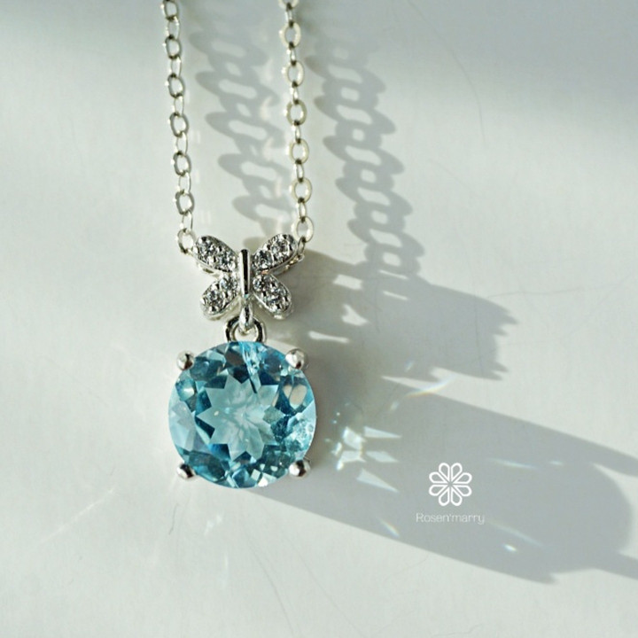 Collar de topacio de plata de ley | Piedra preciosa auténtica para la buena suerte