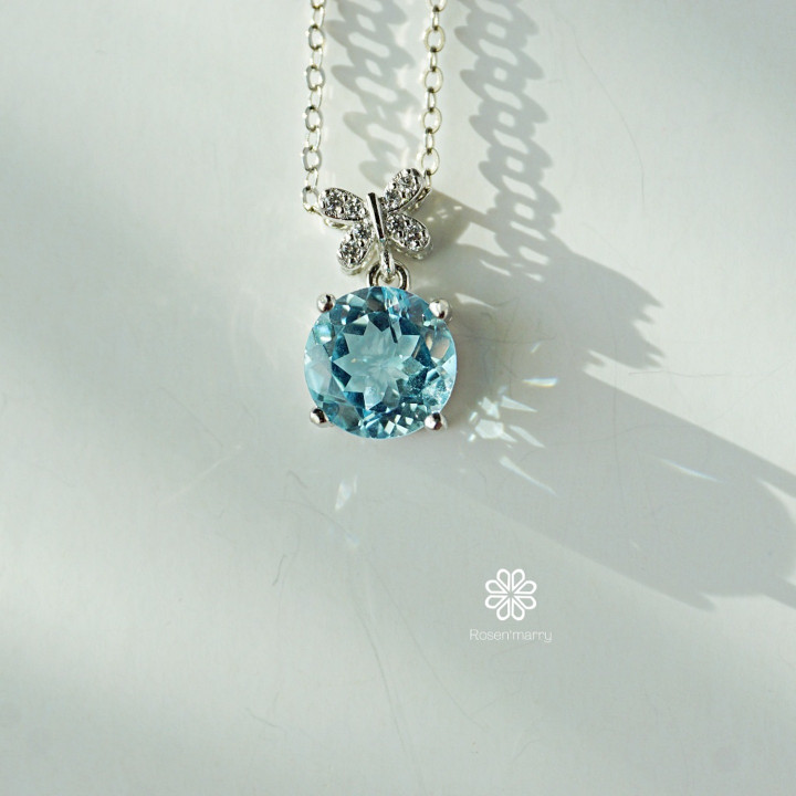 Collar de topacio de plata de ley | Piedra preciosa auténtica para la buena suerte