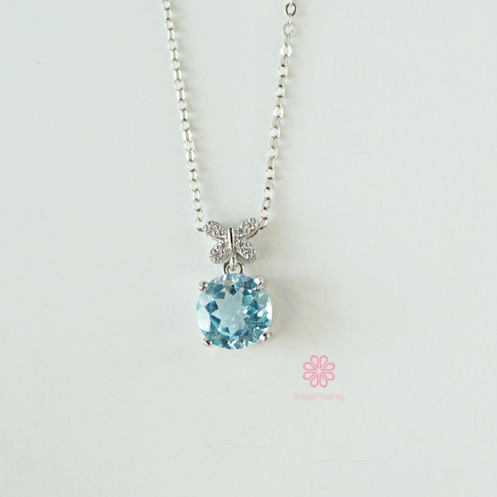 Collar de topacio de plata de ley | Piedra preciosa auténtica para la buena suerte