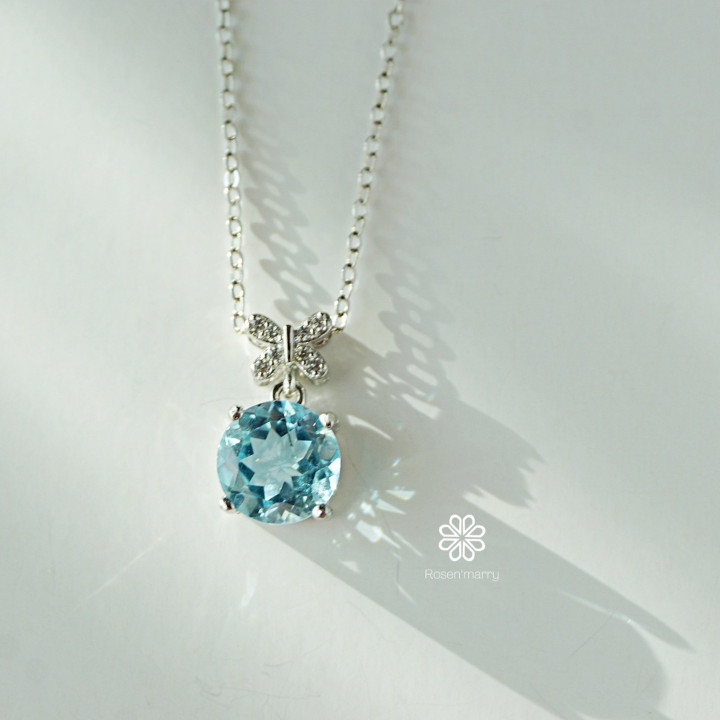 Collar de topacio de plata de ley | Piedra preciosa auténtica para la buena suerte