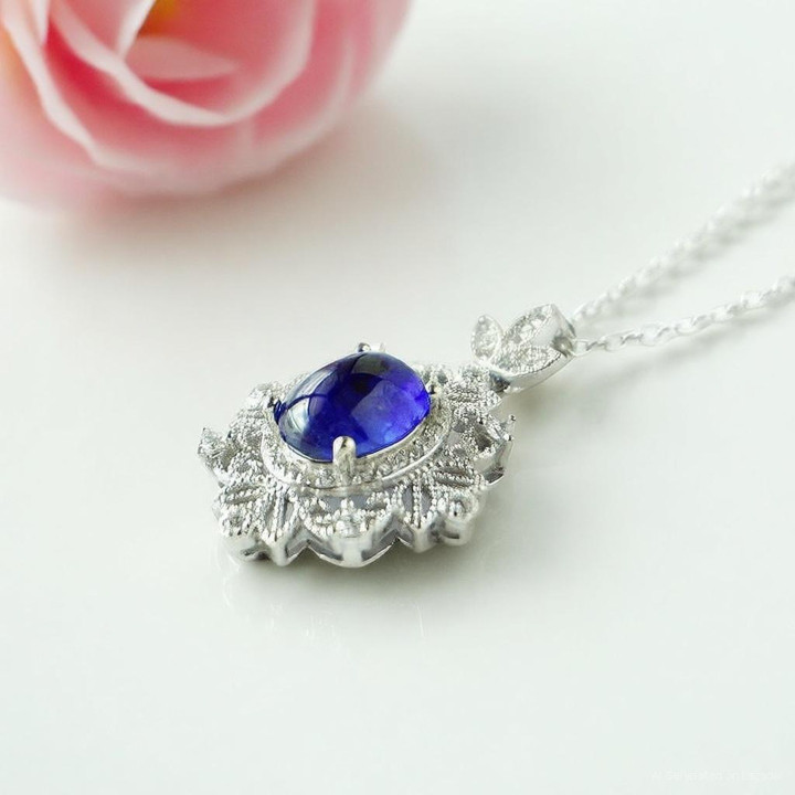 Genuine Sapphire and White Gold Necklace | Rosen'marry RN072