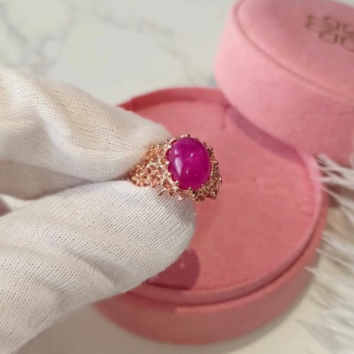 Echter Rubinring aus Sterlingsilber, rosévergoldet