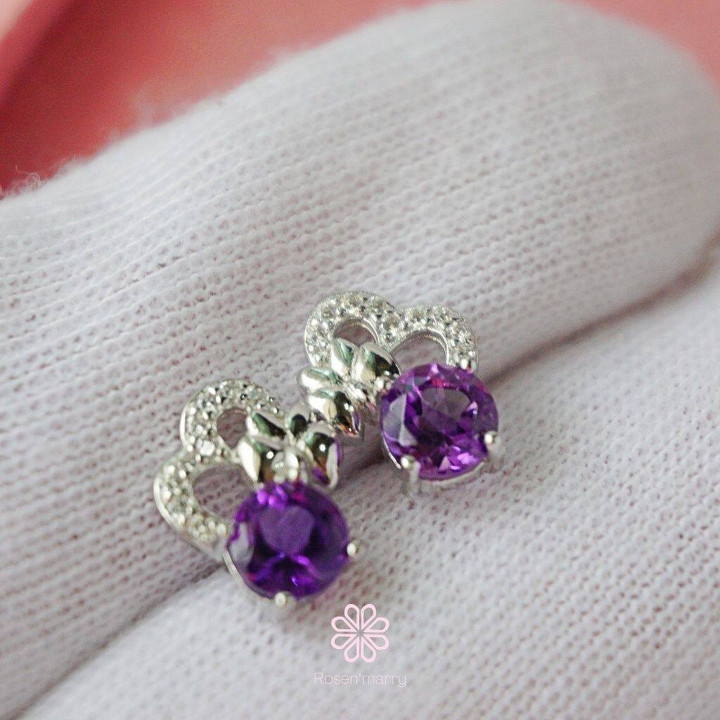 Pendientes de aro de amatista | Plata de ley 925 | Piedras preciosas de la buena fortuna