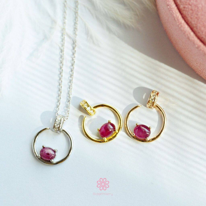 Sterling Silver Ruby Necklace | Good Fortune Gemstone Pendant