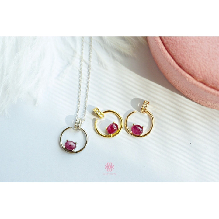 Sterling Silver Ruby Necklace | Good Fortune Gemstone Pendant