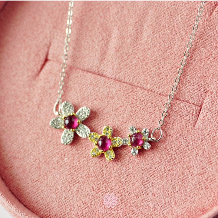 Genuine Ruby Necklace | 925 Sterling Silver, Good Fortune Charm