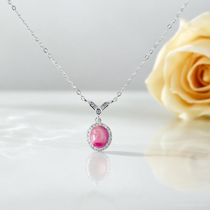 Echte Rubinkette in Sterlingsilber | Rosen'marry RN132