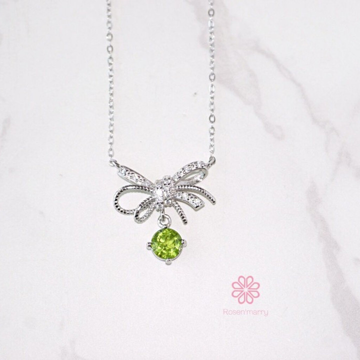 Collier en argent sterling et péridot - Pierre porte-bonheur