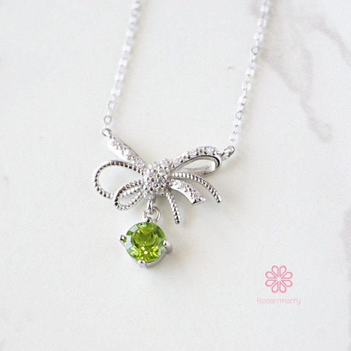 Collier en argent sterling et péridot - Pierre porte-bonheur