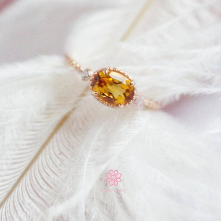 Echter Citrinring | 925er Sterlingsilber und Roségold