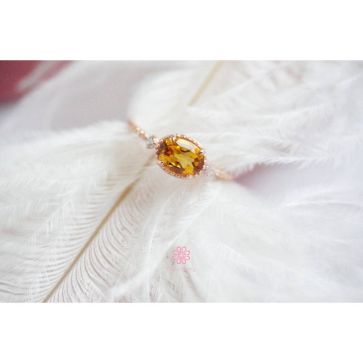 Echter Citrinring | 925er Sterlingsilber und Roségold