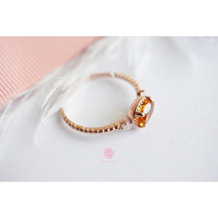 Echter Citrinring | 925er Sterlingsilber und Roségold