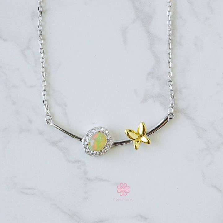 Collar de ópalo auténtico | Plata de ley y chapado en oro | Rosen'marry