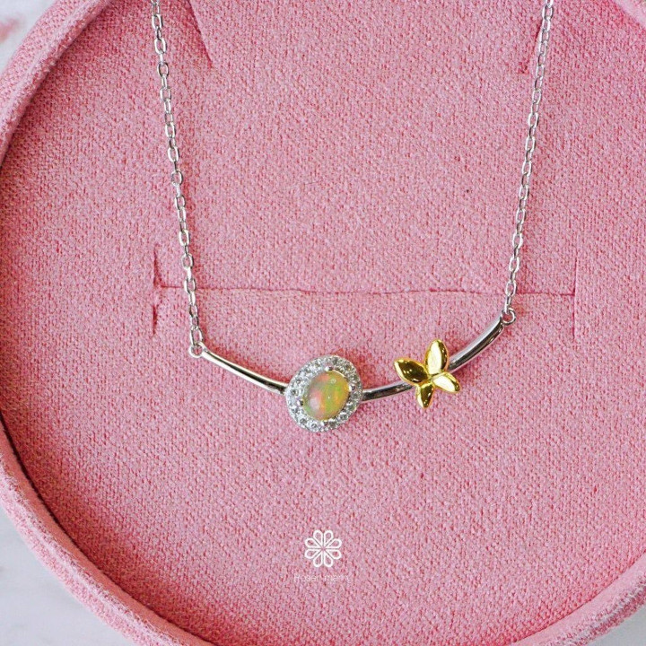 Collar de ópalo auténtico | Plata de ley y chapado en oro | Rosen'marry
