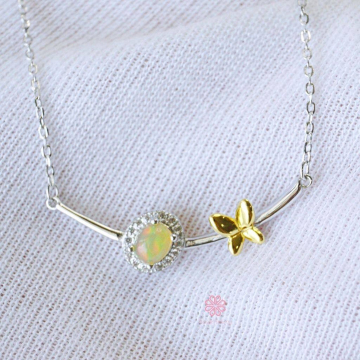 Collar de ópalo auténtico | Plata de ley y chapado en oro | Rosen'marry