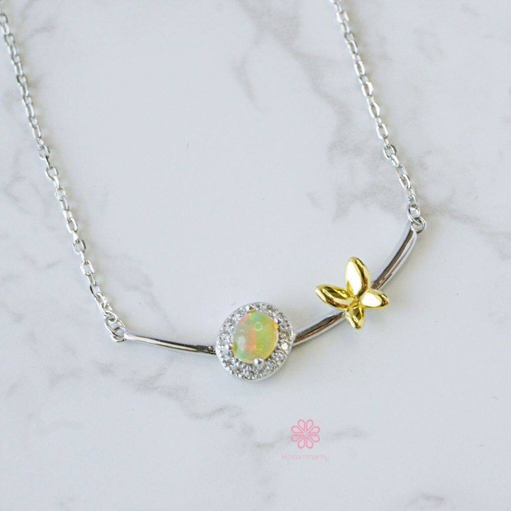 Collar de ópalo auténtico | Plata de ley y chapado en oro | Rosen'marry