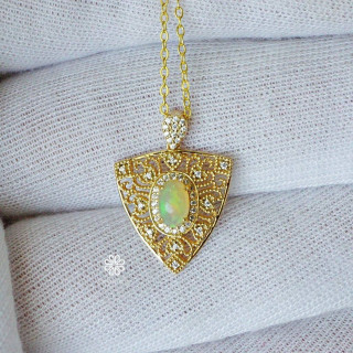 Gold-Plated Sterling Silver Opal Necklace - RN047
