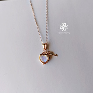 Sky Blue Moonstone Necklace | Sterling Silver Pendant | RN032