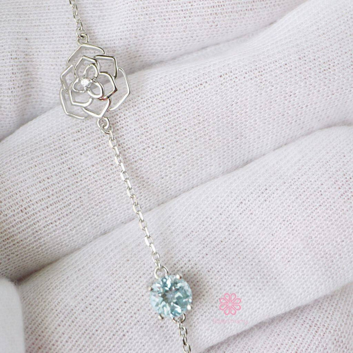 Bracelet en argent sterling et topaze : Véritable pierre précieuse porte-bonheur