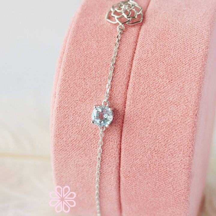 Bracelet en argent sterling et topaze : Véritable pierre précieuse porte-bonheur