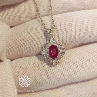 Genuine Ruby Necklace in Sterling Silver - Rosen'marry RN102