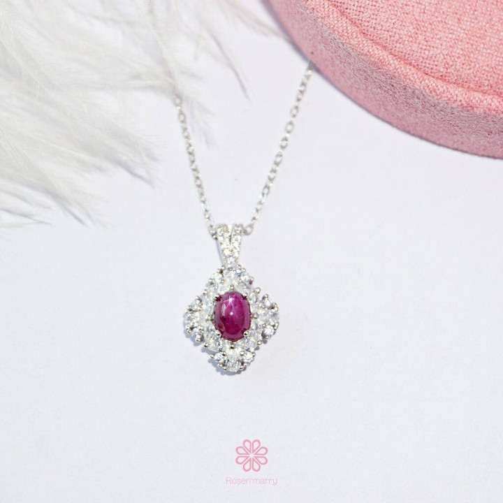 Genuine Ruby Necklace in Sterling Silver - Rosen'marry RN102