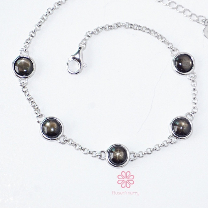 Armband mit schwarzem Sternsaphir | 925er Sterlingsilber | Rosen'marry