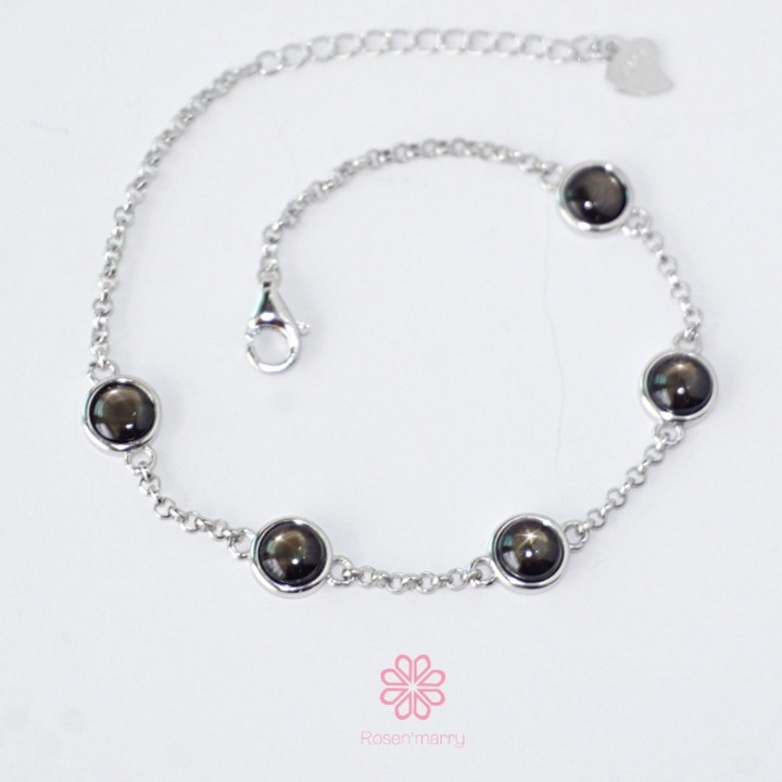 Armband mit schwarzem Sternsaphir | 925er Sterlingsilber | Rosen'marry