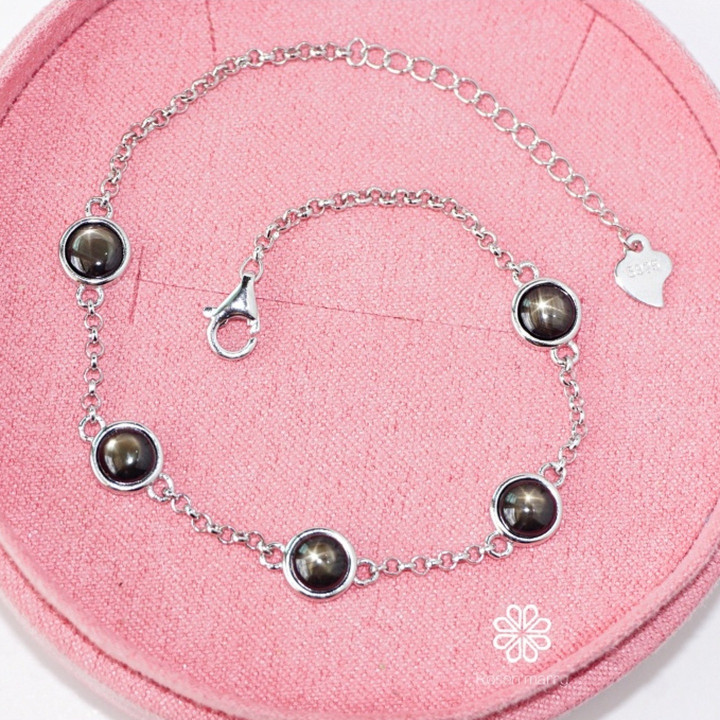 Armband mit schwarzem Sternsaphir | 925er Sterlingsilber | Rosen'marry