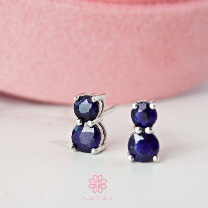 Boucles d'oreilles créoles en saphir | Argent sterling 925 | Bijoux en pierre précieuse véritable