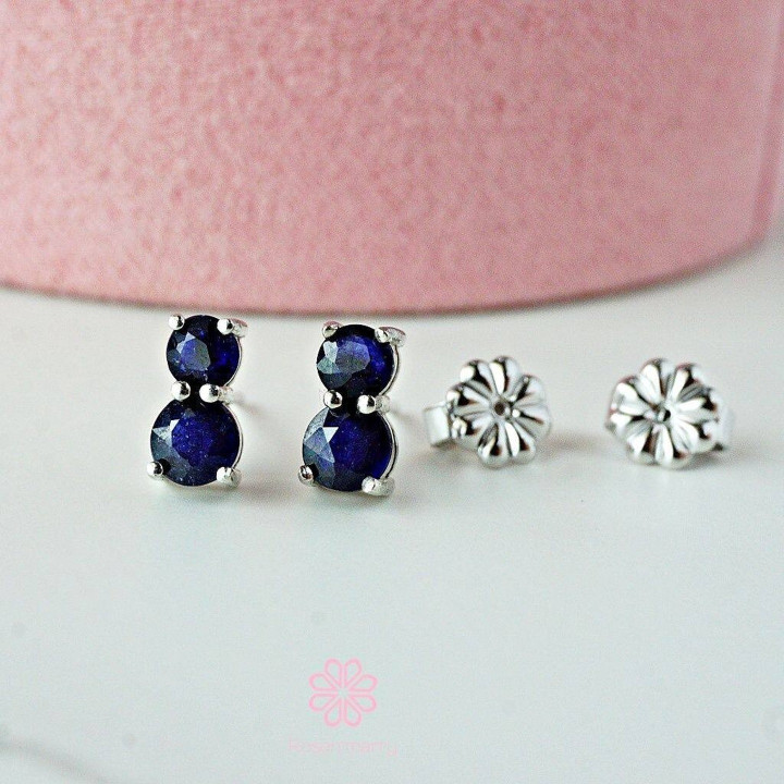 Boucles d'oreilles créoles en saphir | Argent sterling 925 | Bijoux en pierre précieuse véritable