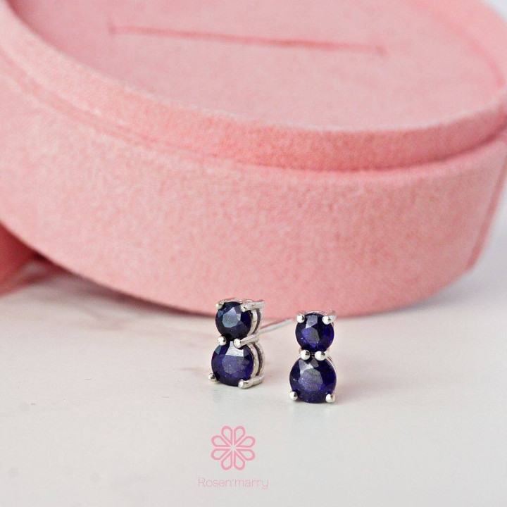 Boucles d'oreilles créoles en saphir | Argent sterling 925 | Bijoux en pierre précieuse véritable